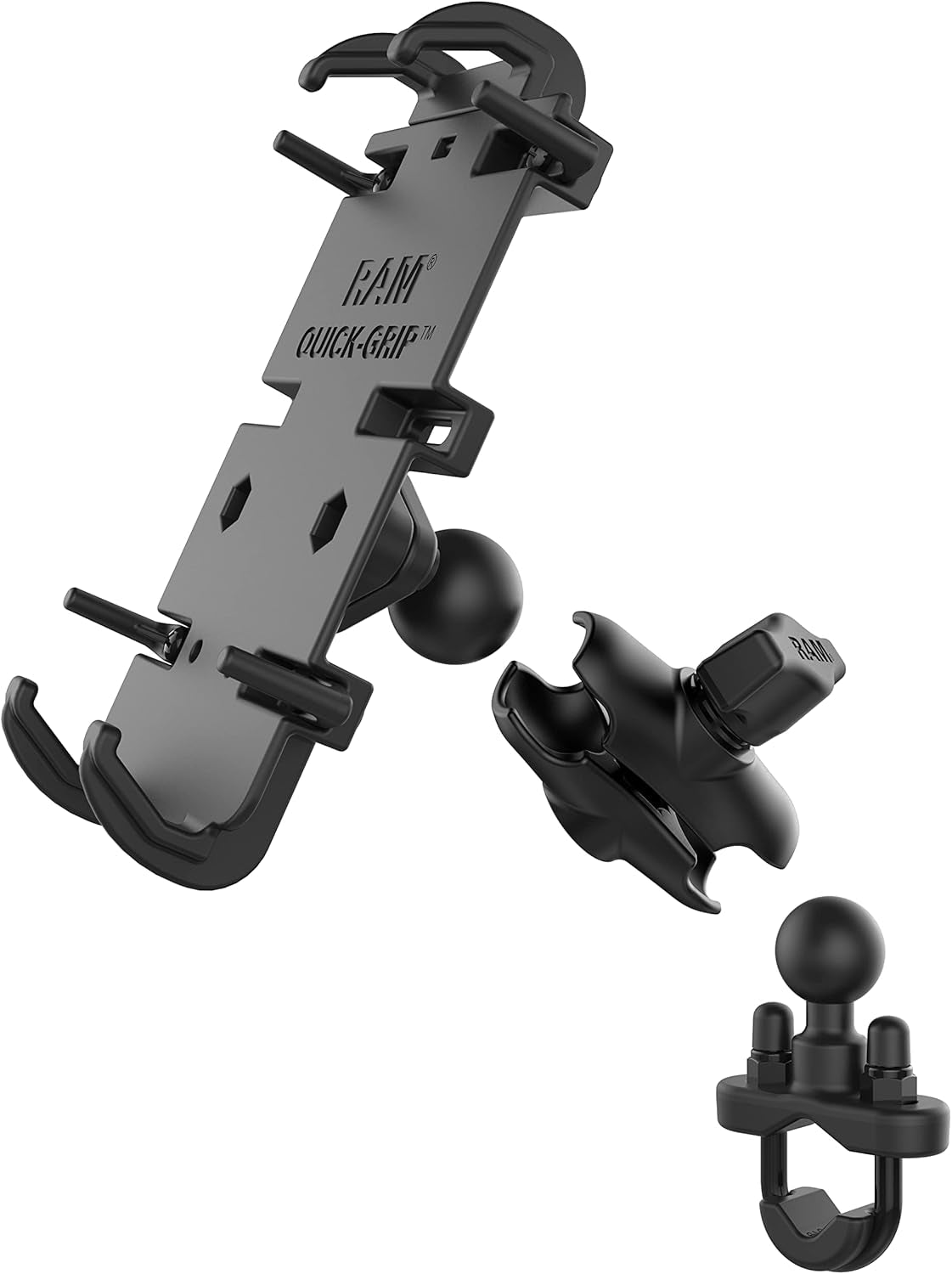Quick-Grip Large Phone Mount with Handlebar U-Bolt Base RAM-B-149Z-A-PD4U with Short Arm for Motorcycle, ATV/UTV, Bike